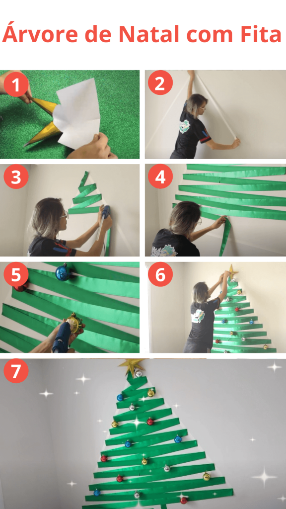 Como fazer árvore de natal na parede usando fitas | BuBa DIY