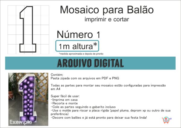 Template Número Grande 1 metro - Arquivo Digital - Imagem 2