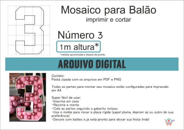 Template Número Grande 1 metro - Arquivo Digital - Imagem 3
