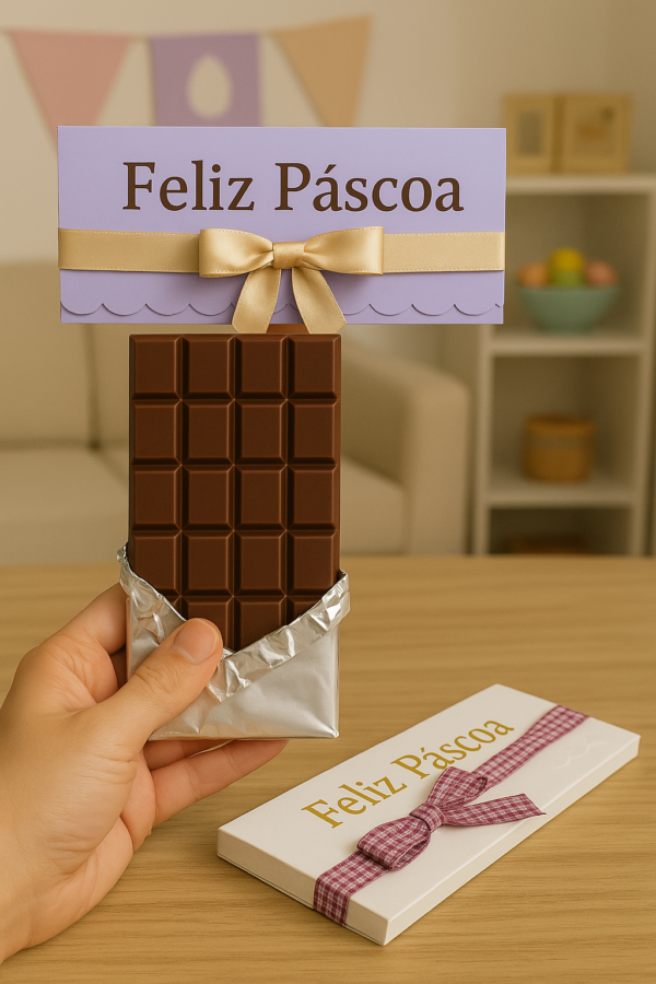 Template Caixa Porta Barra de Chocolate - Arquivo Digital de Páscoa
